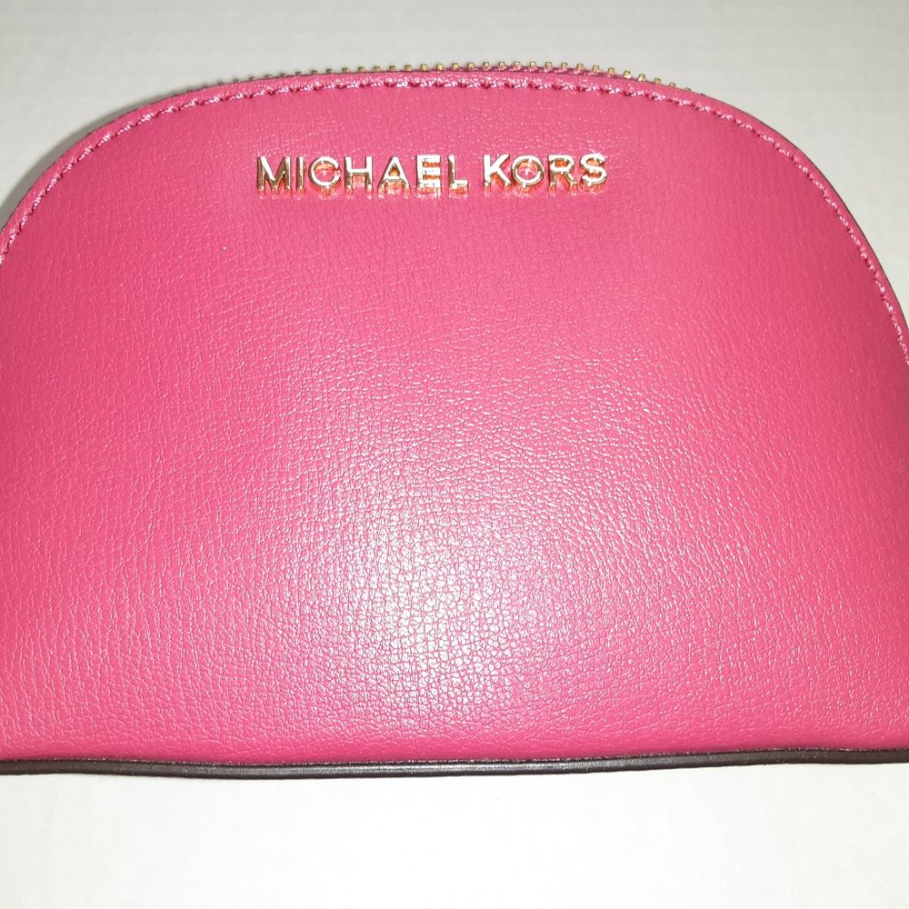 MICHAEL KORS JET SET TRAVEL/COSMETIC POUCH- ELECTRIC PINK NWT